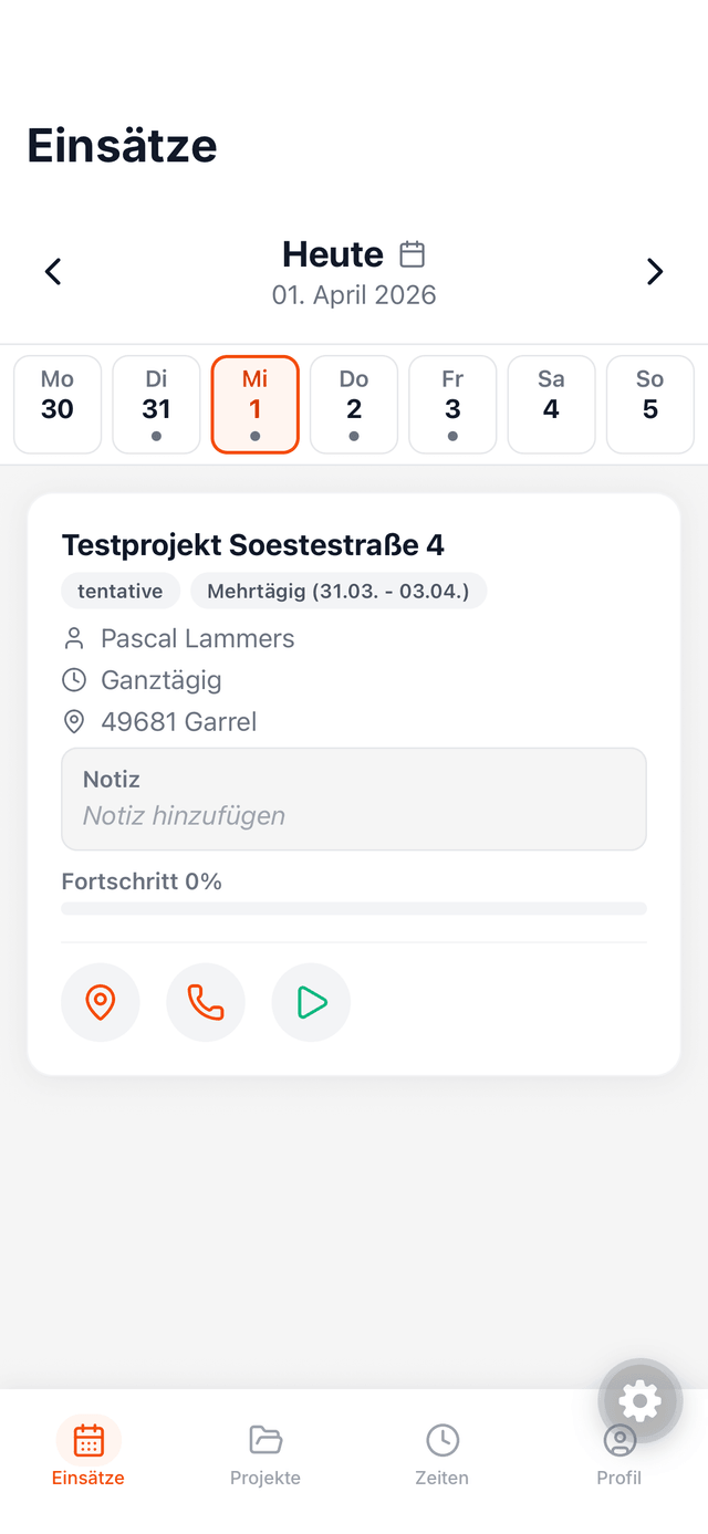 Zeiterfassung Screenshot